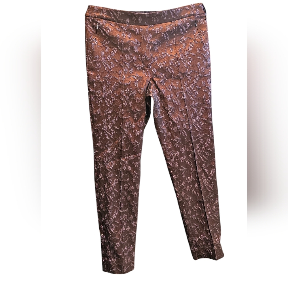 Carlisle New York  Metalic Red Wine Ponce Pants Size 10